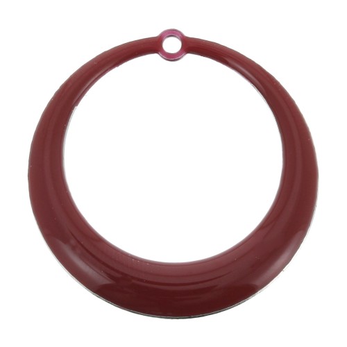Round hollow pendants in epoxy resin 28 mm - Dark red x4