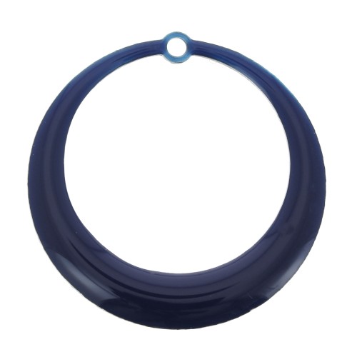 28mm Round hollowed epoxy resin pendants - Night Blue x4