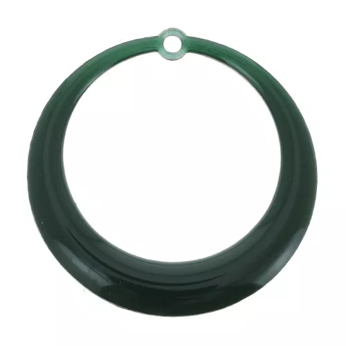 Round hollow pendants in epoxy resin 28 mm - Fir green x4