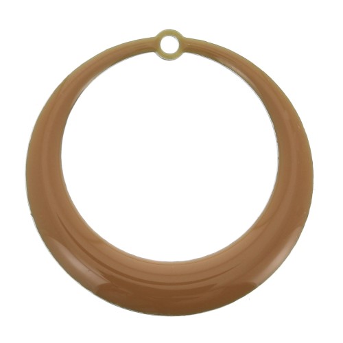 28mm Round hollowed epoxy resin pendants - Mustard x4