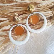 28mm Round hollowed epoxy resin pendants - Mustard x4