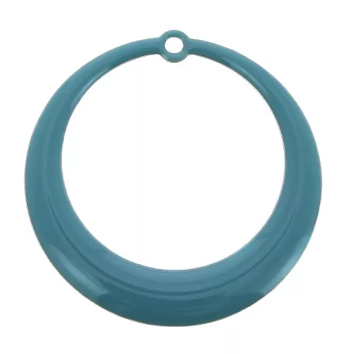 28mm Round hollowed epoxy resin pendants - Turquoise x4