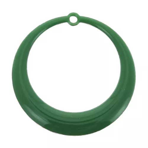 28mm Round hollowed epoxy resin pendants - Green x4