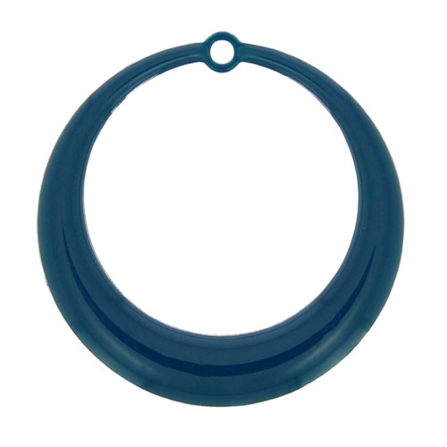 28mm Round hollowed epoxy resin pendants - Pigeon Blue x4