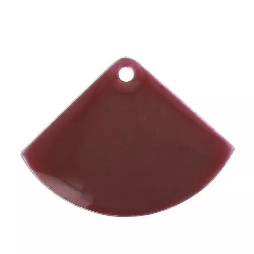 Brass and epoxy resin fan sequin 15x20 mm - Dark red x4
