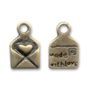 Envelope charm 9mm Bronze tone x6|raw }}