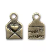 Envelope charm 9mm Bronze tone x6