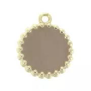 17x15mm Round brass and epoxy resin charm - Gold Tone - Taupe x1