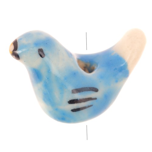 Ceramics birds 14x19mm Blue Turquoise x4