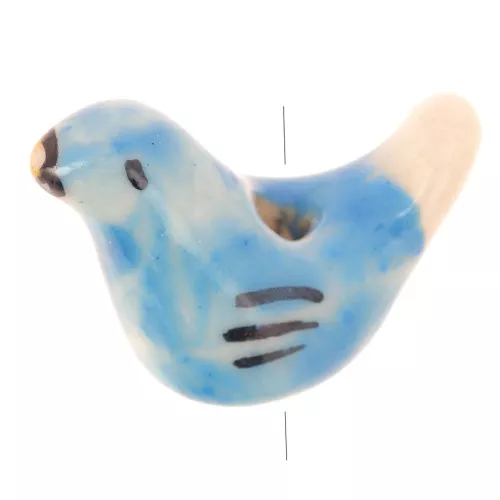 Ceramics birds 14x19mm Blue Turquoise x4