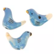Ceramics birds 14x19mm Blue Turquoise x4