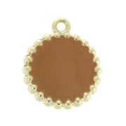 17x15mm Round brass and epoxy resin charm - Gold Tone - Mustard x1|raw }}