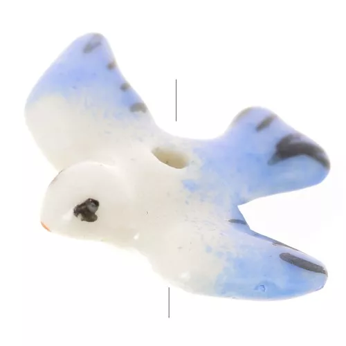 Ceramics birds 6,5x22mm Blue/Yellow x4
