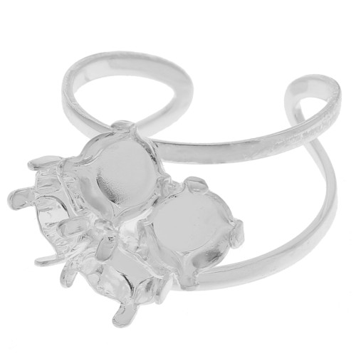 Ring base with 6mm 4 settings Silver tone x1