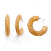 35mm Thick acrylic marble effect hoop earrings - Sand - White x2