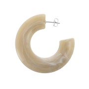47mm Flat acrylic hoop earrings - marbled effect - Sand - White x2|raw }}