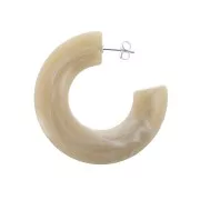 47mm Flat acrylic hoop earrings - marbled effect - Sand - White x2