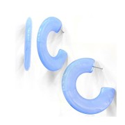 47mm Flat acrylic hoop earrings - marbled effect - Sand - White x2