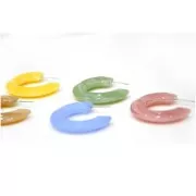 47mm Flat acrylic hoop earrings - marbled effect - Sand - White x2