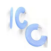 47mm Flat acrylic hoop earrings - marbled effect - Pink - White x2