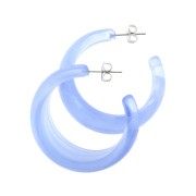 38mm Thick acrylic marble effect hoop earrings - Blue - White x2|raw }}
