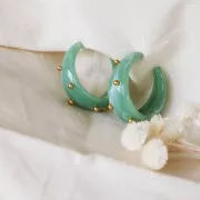 38mm Thick acrylic marble effect hoop earrings - Blue - White x2