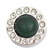 Screw-on clasp with strass 11mm Moss Agate x1