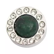 Screw-on clasp with strass 11mm Moss Agate x1