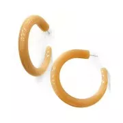 52mm Thick acrylic marble effect hoop earrings - Sand - White x2