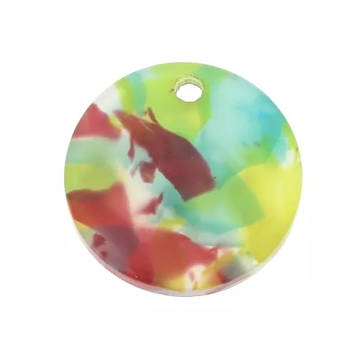 19mm Round Plexiglas sequin with tortoise shell pattern - Multicolored x1