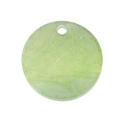19mm Round Plexiglas sequin with sparkle effect - Olive - Green Grey x1