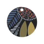 20mm Round Plexiglas sequin - ethnic pattern - Black - Multicolored x1|raw }}