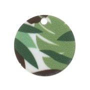 20mm Round Plexiglas sequin - foliage pattern - White - Multicolored x1|raw }}
