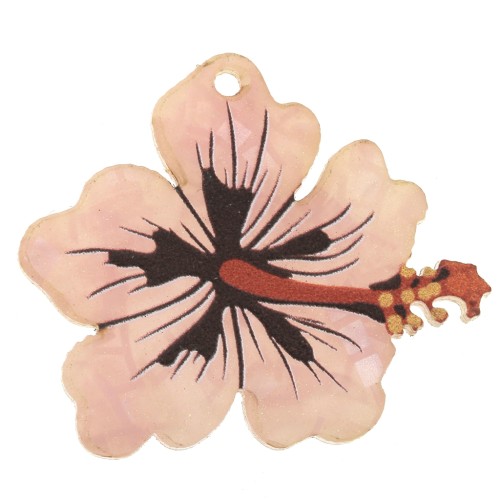 25x30mm Plexiglas hibiscus flower pendant - Pink x1