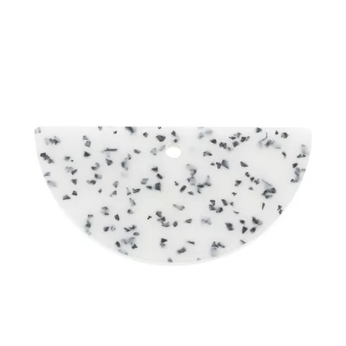20x39.5mm Resin half moon pendant - White and Black Terrazzo x1