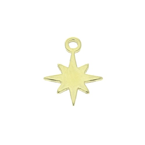 9x7mm 925 Sterling Silver North Star charm - Gold Tone x1