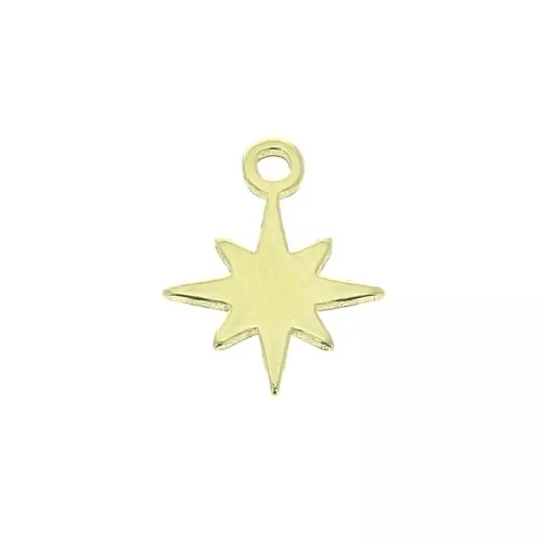 9x7mm 925 Sterling Silver North Star charm - Gold Tone x1