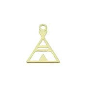13x10mm 925 Sterling Silver Design triangle charm - Gold Tone x1