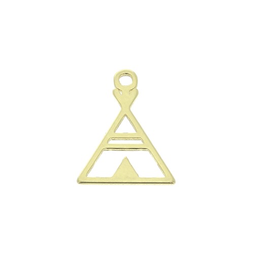 13x10mm 925 Sterling Silver Design triangle charm - Gold Tone x1