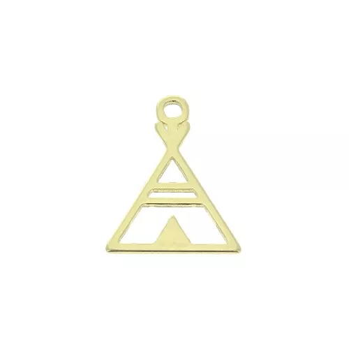 13x10mm 925 Sterling Silver Design triangle charm - Gold Tone x1