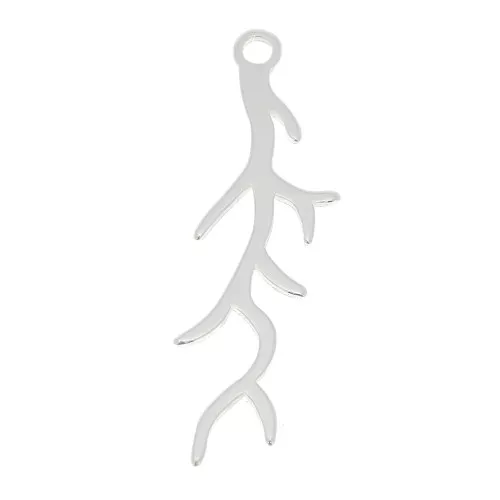 26x7mm 925 Sterling Silver coral pendant x1