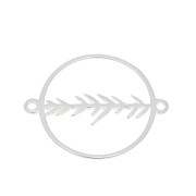 20x16mm 925 Sterling Silver Round hollowed out spacer with foliage x1