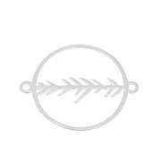 20x16mm 925 Sterling Silver Round hollowed out spacer with foliage x1