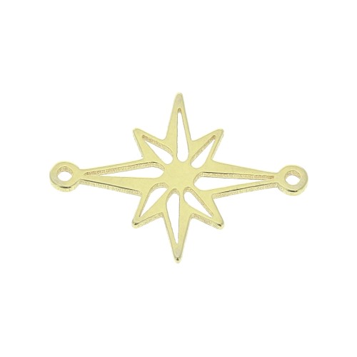 19x14mm 925 Sterling Silver North Star Spacer - Gold Tone x1