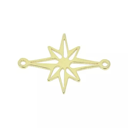 19x14mm 925 Sterling Silver North Star Spacer - Gold Tone x1