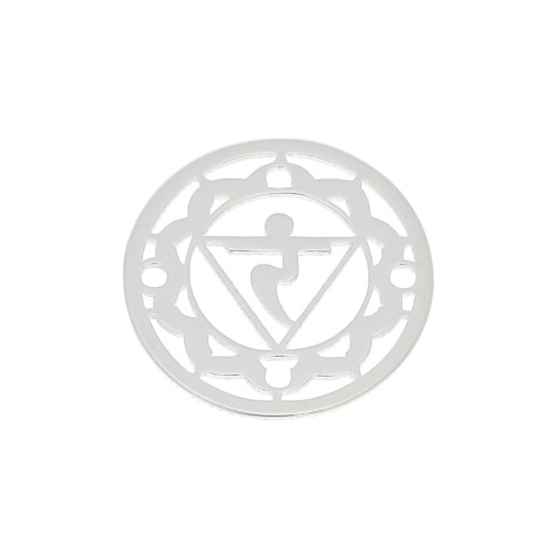 15mm 925 Sterling Silver Round medal/spacer - Chakra n°3 - Solar Plexus x1