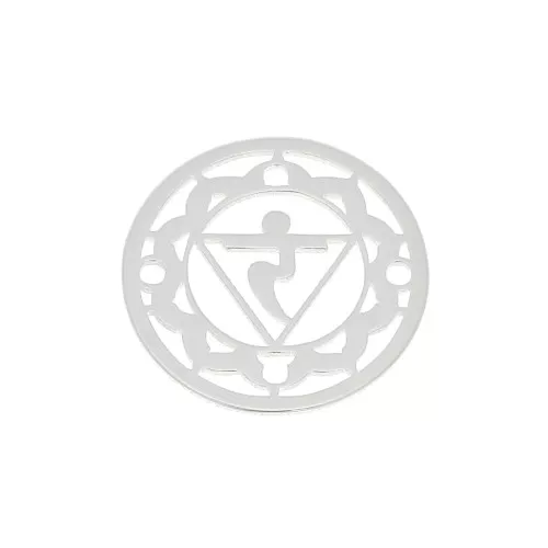 15mm 925 Sterling Silver Round medal/spacer - Chakra n°3 - Solar Plexus x1