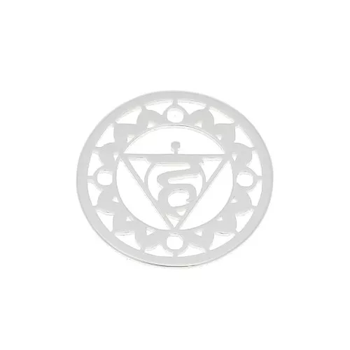 15mm 925 Sterling Silver Round medal/spacer - Chakra n°5 - Throat x1