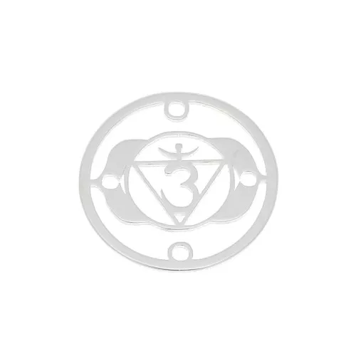 15mm 925 Sterling Silver Round medal/spacer - Chakra n°6 - 3rd eye x1