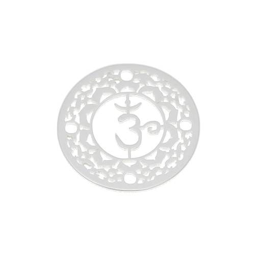 15mm 925 Sterling Silver Round medal/spacer - Chakra n°7 - Crown x1